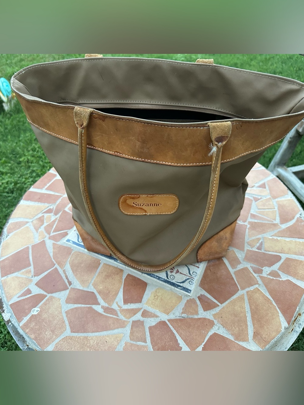 Jon Hart Design Black Bag with Brown Leather Logo Patch